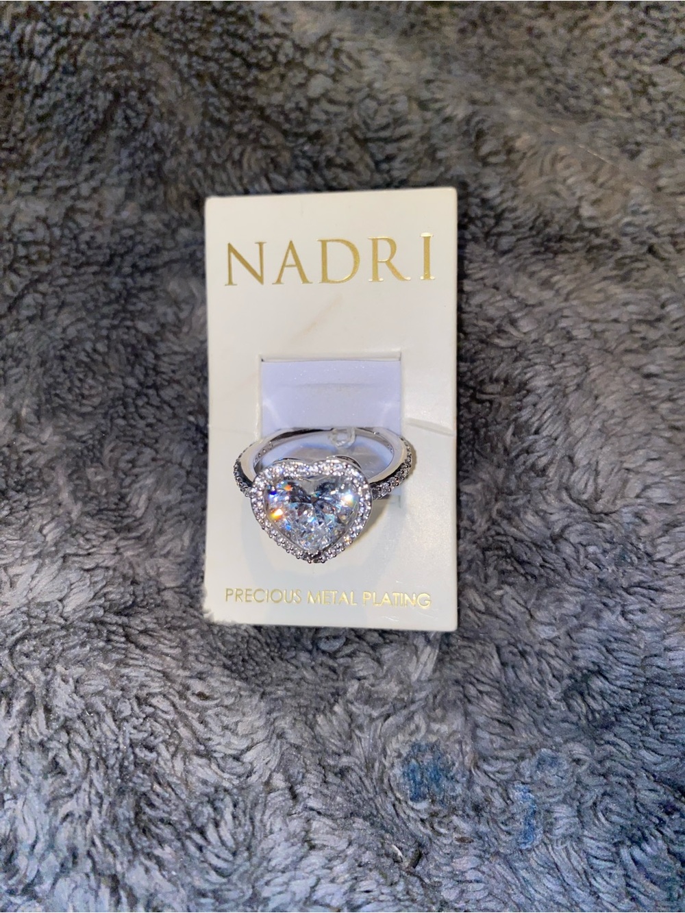 Nadri Silver Le Bisou Cubic Zirconia Heart Halo Ring Size 8 $90